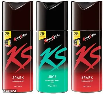 KS SPARK, URGE and SPARK 450 ml  Pack of 3  Body Spray     For Men and Women  450 ml, Pack of 3