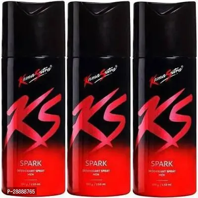 KS Spark Deodorant Spray for Men 450 ml Body Spray     For Men and Women  150 ml, Pack of 3-thumb0