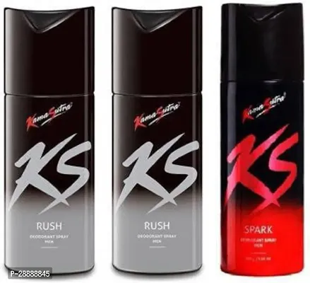 KS SPARK, 2 RUSH Deodorant Spray     For Men  450 ml, Pack of 3