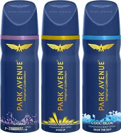 PARK AVENUE Good Morning , Cool Blue and Storm Deodorant Spray     For Men  450 ml, Pack of 3