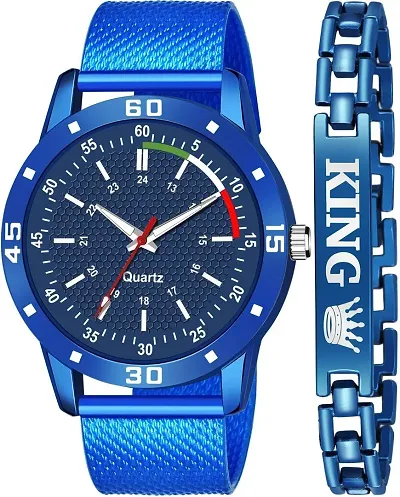 KAJARU Classic Analog Boys Watch (Round Blue Dial, Blue Colored Strap, Pack of 2)_107