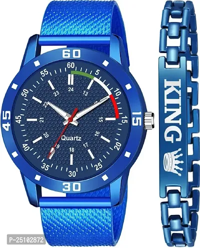 KAJARU Classic Analog Boys Watch (Round Blue Dial, Blue Colored Strap, Pack of 2)_108-thumb0