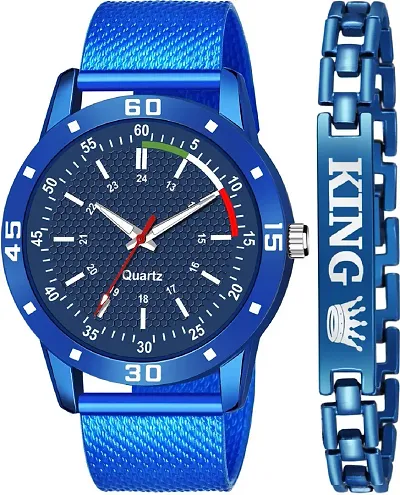 KAJARU Classic Analog Boys Watch (Round Blue Dial, Blue Colored Strap, Pack of 2)_108