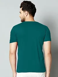 KAJARU Mens Polyester Round Neck Half Sleeve Striped Slim Fit T-Shirt (Medium, Teal)-thumb3