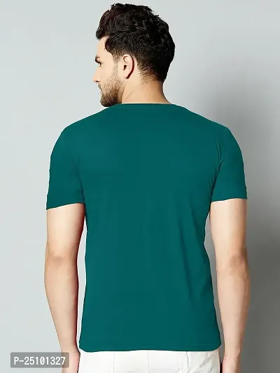 KAJARU Mens Polyester Round Neck Half Sleeve Striped Slim Fit T-Shirt (Medium, Teal)-thumb4