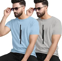 KAJARU Mens Polyester Round Neck Half Sleeve Striped Slim Fit T-Shirt-thumb1