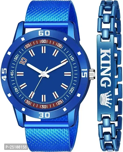 KAJARU Classic Analog Boys Watch (Round Blue Dial, Blue Colored Strap, Pack of 2)_124