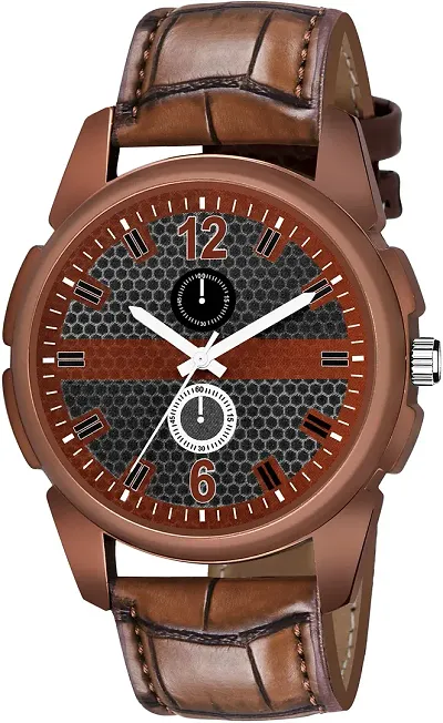 KAJARU Classic Analog Boys Watch (Round Brown Dial, Brown Colored Strap, Pack of 1)_209