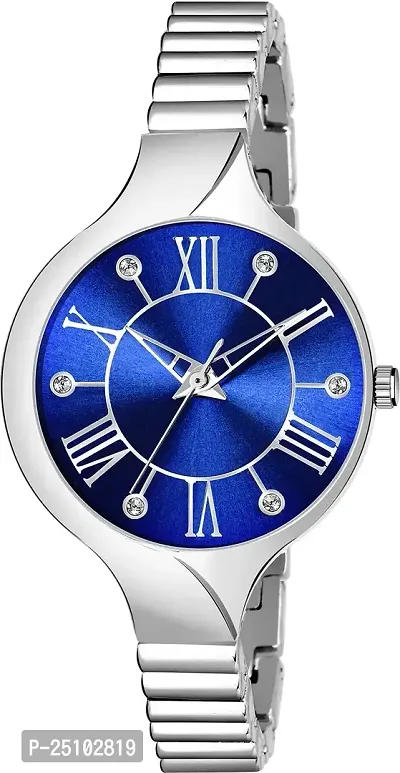 KAJARU Amino Classic Analog Girls Watch (Round Blue Dial, Silver Colored Strap, Pack of 1)_374