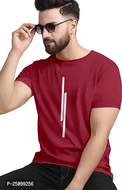 KAJARU Mens Polyester Round Neck Half Sleeve Striped Slim Fit T-Shirt