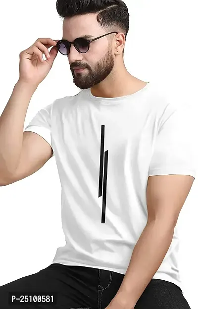 KAJARU Mens Polyester Round Neck Half Sleeve Striped Slim Fit T-Shirt-thumb2