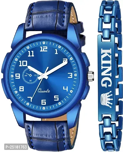 KAJARU Classic Analog Boys Watch (Round Blue Dial, Blue Colored Strap, Pack of 2)_114