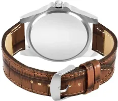 KAJARU Classic Analog Men Watch (Round Brown  Silver Dial, Brown Colored Strap, Pack of 1)_335-thumb2