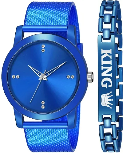 KAJARU Classic Analog Boys Watch (Round Blue Dial, Blue Colored Strap, Pack of 2)_113