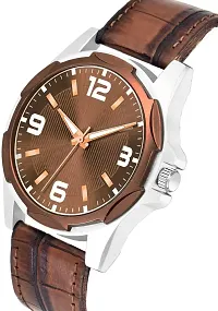 KAJARU Classic Analog Men Watch (Round Brown  Silver Dial, Brown Colored Strap, Pack of 1)_335-thumb1