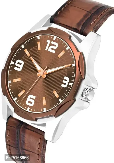 KAJARU Classic Analog Men Watch (Round Brown  Silver Dial, Brown Colored Strap, Pack of 1)_335-thumb2