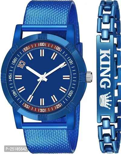 KAJARU Classic Analog Boys Watch (Round Blue Dial, Blue Colored Strap, Pack of 2)_123