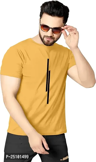 KAJARU Mens Polyester Round Neck Half Sleeve Striped Slim Fit T-Shirt-thumb0