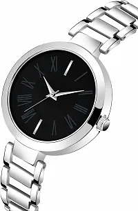 KAJARU Classic Analog Girls Watch (Round Black Dial, Silver Colored Strap, Pack of 1)_377-thumb1