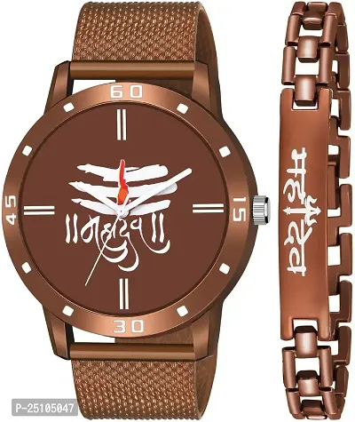 KAJARU Classic Analog Boys Watch (Round Brown Dial, Brown Colored Strap, Pack of 2)_149