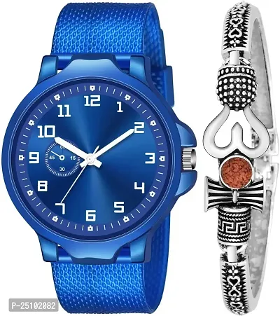 KAJARU Classic Analog Men Watch (Round Blue Dial, Blue Colored Strap, Pack of 2)_269