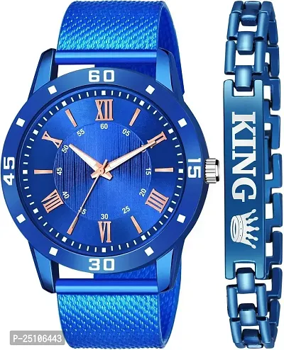 KAJARU Classic Analog Boys Watch (Round Blue Dial, Blue Colored Strap, Pack of 2)_109