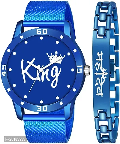 KAJARU Classic Analog Boys Watch (Round Blue Dial, Blue Colored Strap, Pack of 2)_147