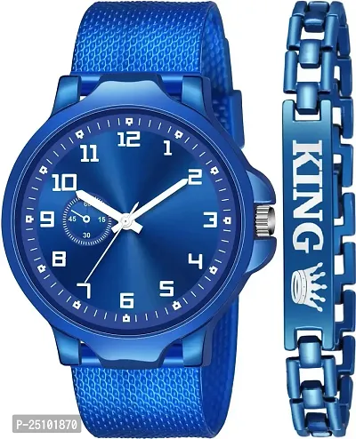 KAJARU Classic Analog Boys Watch (Round Blue Dial, Blue Colored Strap, Pack of 2)_117