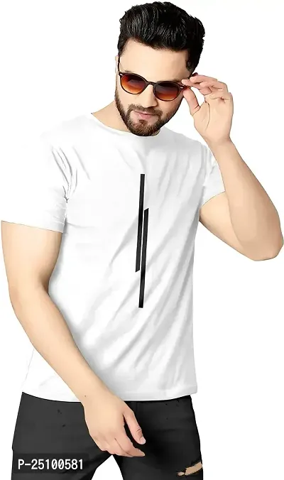 KAJARU Mens Polyester Round Neck Half Sleeve Striped Slim Fit T-Shirt-thumb0