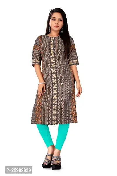 Elegant Brown Crepe Printed Straight Kurta For Women-thumb0