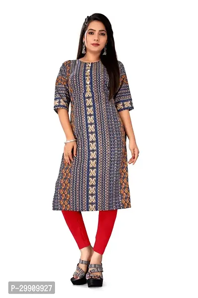 Elegant Blue Crepe Printed Straight Kurta For Women-thumb0