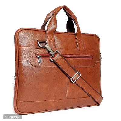 Stylish PU Leather 15.6 inch Laptop Messenger Organizer Bag/Shoulder Sling Office Bag for Men  Women  (41x 30x6 cm)-thumb0