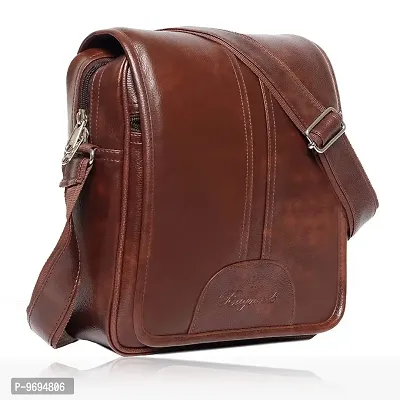 Stylish PU Leather Sling Cross Body Travel Office Business Messenger-BROWN