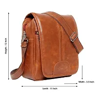 Stylish PU Leather Sling Cross Body Travel Office Business Messenger-TAN-thumb3