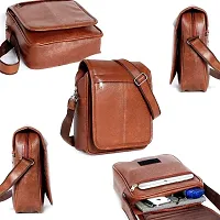 Stylish PU Leather Sling Cross Body Travel Office Business Messenger-BROWN-thumb1
