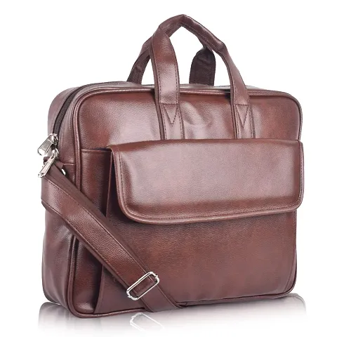 PU Leather 15.6 inch Laptop Messenger Bag (41x 30x8 cm)BROWN