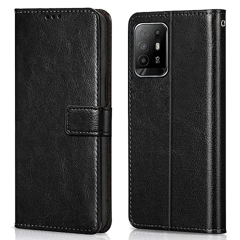 Flip Back Cover Case for Oppo F19 Pro Plus 5G | Genuine Leather Finish | Designer Button | Inbuilt Pockets  Stand | Flip Cover for Oppo F19 Pro Plus 5G