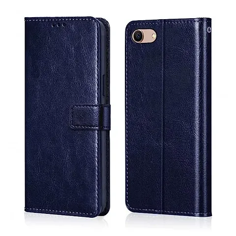 Flip Cover for Oppo F1s, Luxury Look Wallet Stand Flip Cover Case for Oppo F1s - Navy Blue