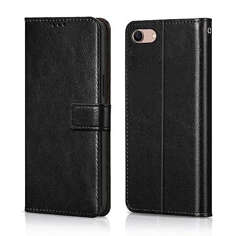 Flip Cover for Oppo F1s, Luxury Look Wallet Stand Flip Cover Case for Oppo F1s - Black