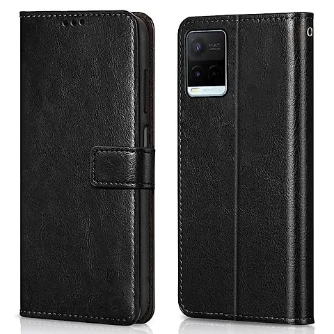 Flip Cover Back Case Cover for Vivo Y21 | Y21s | Y21G (Flexible | Leather Finish | Card Pockets Wall