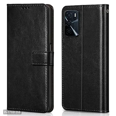 Flip Cover Back Case Cover for Oppo A16 (Flexible | Leather Finish | Card Pockets Wallet  Stand | Chestnut )-thumb0