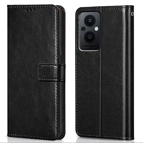 Cloudza Oppo F21 Pro 5G Flip Back Cover | PU Leather Flip Cover Wallet Case with TPU Silicone Case Back Cover for Oppo F21 Pro 5G Bk