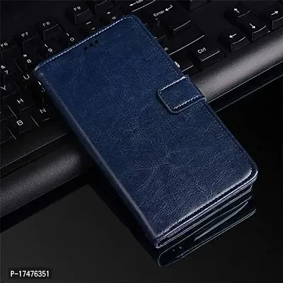 Leather Magnetic Vintage Flip Wallet Case Cover for Vivo Y12 / Y15 / Y17 / U10 (Blue)-thumb5