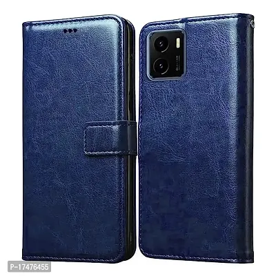 Vivo Y15s Flip Case | Premium Leather Finish Flip Cover | with Card Pockets | Wallet Stand |Complete Protection Flip Cover for Vivo Y15s - Blue-thumb0
