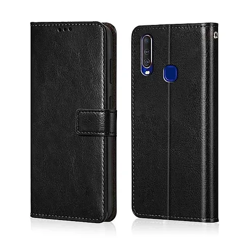 Cloudza Honor 20i Flip Back Cover | PU Leather Flip Cover Wallet Case with TPU Silicone Case Back Cover for Honor 20i Bk