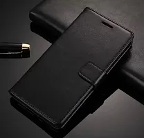Leather Finish Flip Cover for Vivo Y11 | Inside Pockets  Inbuilt Stand | Wallet Style | Magnet Closure Vivo Y11 Flip Case ( Black)-thumb1