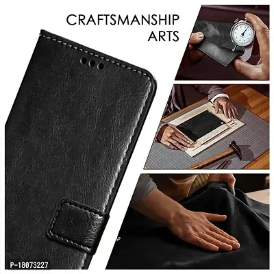 Leather Finish Flip Cover for Vivo Y11 | Inside Pockets  Inbuilt Stand | Wallet Style | Magnet Closure Vivo Y11 Flip Case ( Black)-thumb5