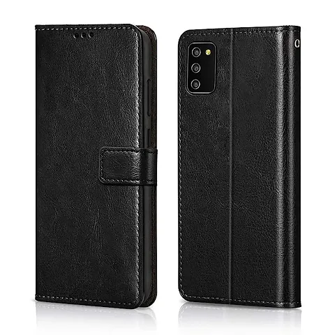 Cloudza Samsung Galaxy M02s,F02s Flip Back Cover | PU Leather Flip Cover Wallet Case with TPU Silicone Case Back Cover for Samsung Galaxy M02s,F02s Bk