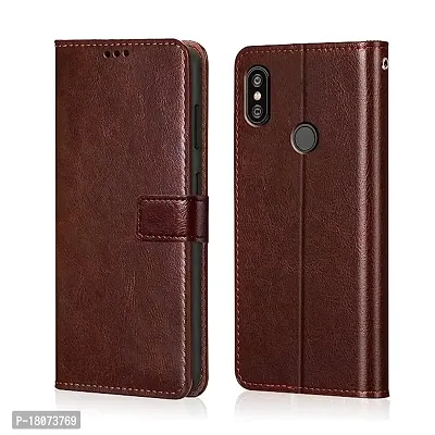 Flip Case Back Cover for Xiaomi Mi Redmi Y2 (Flexible | Leather Finish | Card Pockets Wallet  Stand | Brown)-thumb0