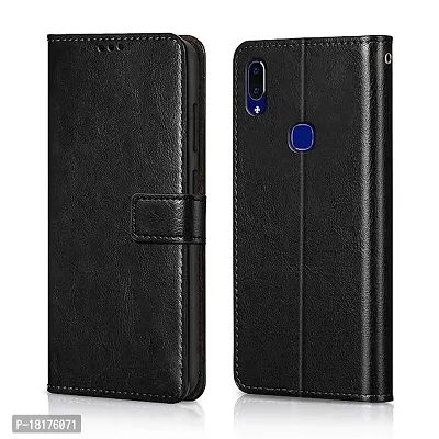Flip Cover Back Case Cover for Vivo Y91 | Y95 | Y93 (Flexible | Leather Finish | Card Pockets Wallet  Stand | Black)-thumb0